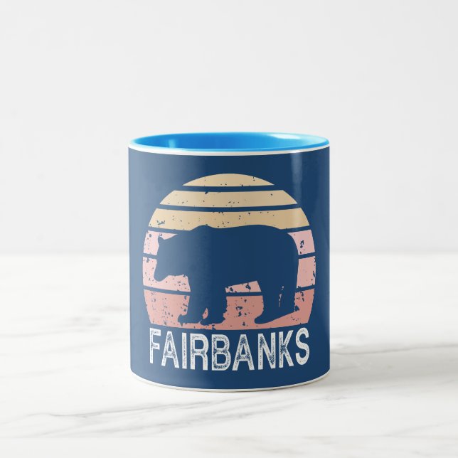 Fairbanks Alaska Retro Björn Två-Tonad Mugg (Center)