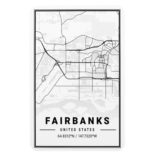 Fairbanks Alaska USA City Travel City Karta Magnet (Vertikal)