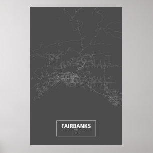 Fairbanks, Alaska (vit på svart) Poster