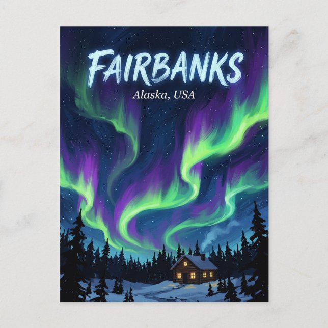 Fairbanks Alaska vykort (Framsida)