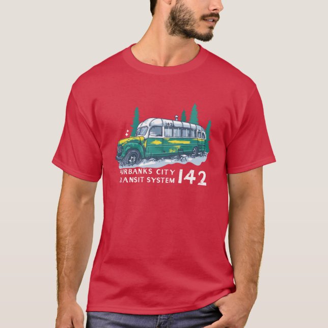 Fairbanks City Transit System 142 Magic Bus Ljus  T Shirt (Framsida)
