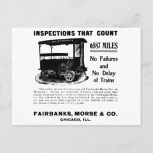 Fairbanks Morse Track Inspection MotorCar Postcard Vykort