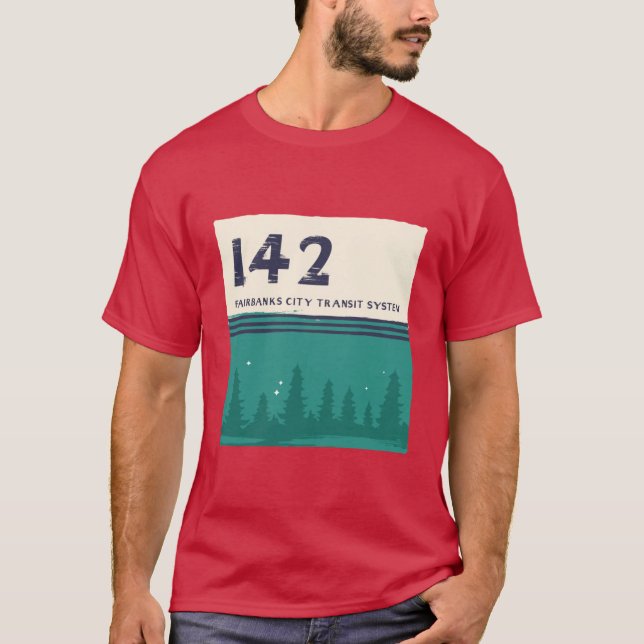 Fairbanks stads transitsystem Magic Bus 142ype Des T Shirt (Framsida)