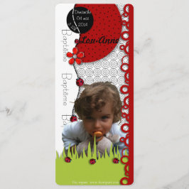 Faire-part baptême coccinelle Lou-Anne avec photo Inbjudningar