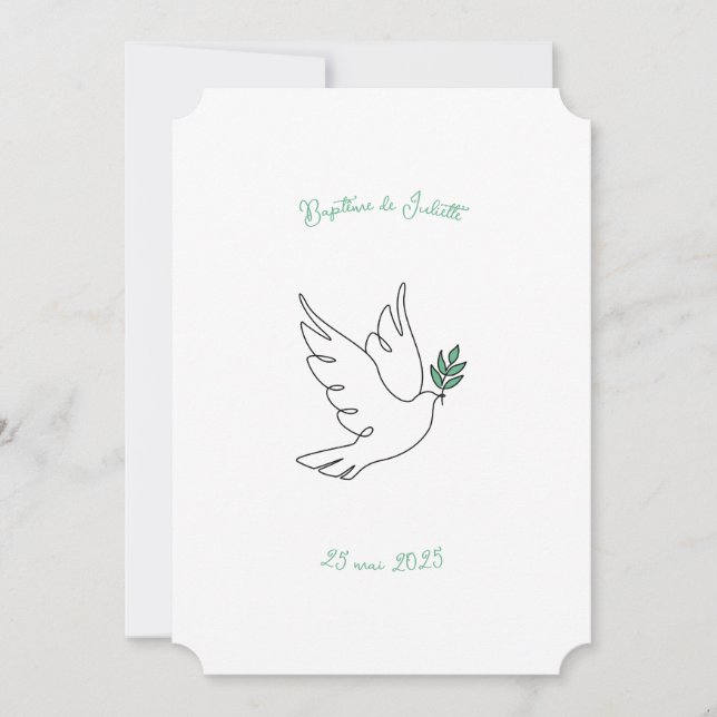 Faire-Part de Baptême Colomba Inbjudningar (Framsida)