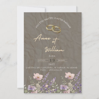 Faire-part de Mariage Élégant | Alliances & Fleurs Inbjudningar
