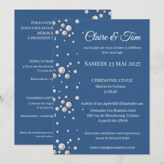 Faire-part de mariage élégant bleu marine inbjudningar