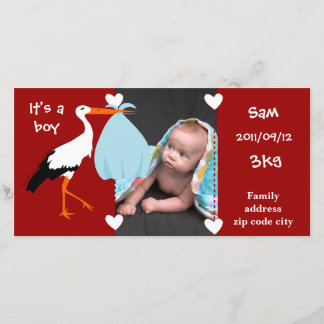 Faire-part de naissance Cigogne It's a boy Meddelande