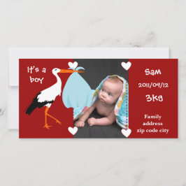 Faire-part de naissance Cigogne It's a boy Meddelande