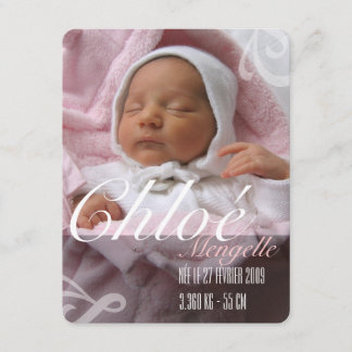 Faire-part de naissance - Fille Meddelande