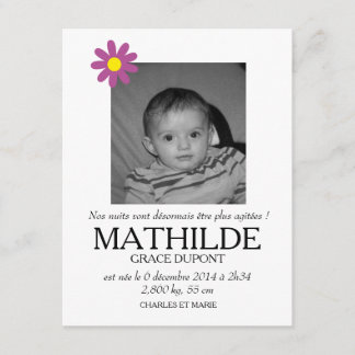 Faire-part de naissance - Fille Meddelande