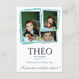 Faire-part de naissance Garçon - Fusain Meddelande