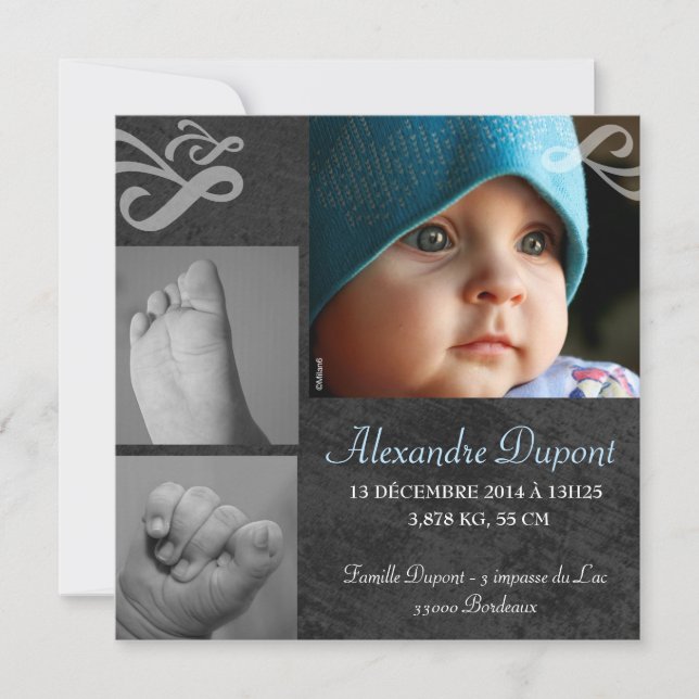 Faire-part de naissance Garçon Meddelande (Framsida)