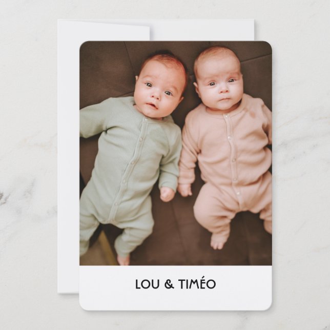 Faire-Part de naissance jumeaux Kraft  Julkort (Framsida)