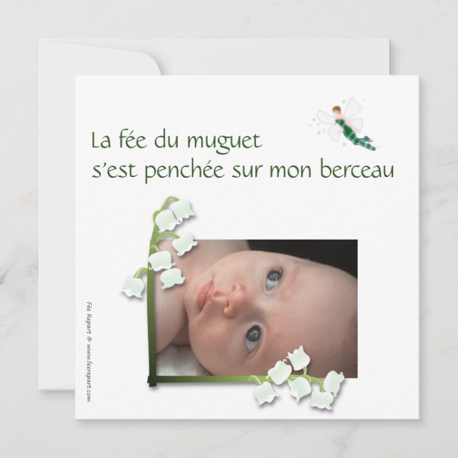 Faire-part de naissance muguet et fée felt meddelande (Framsida)
