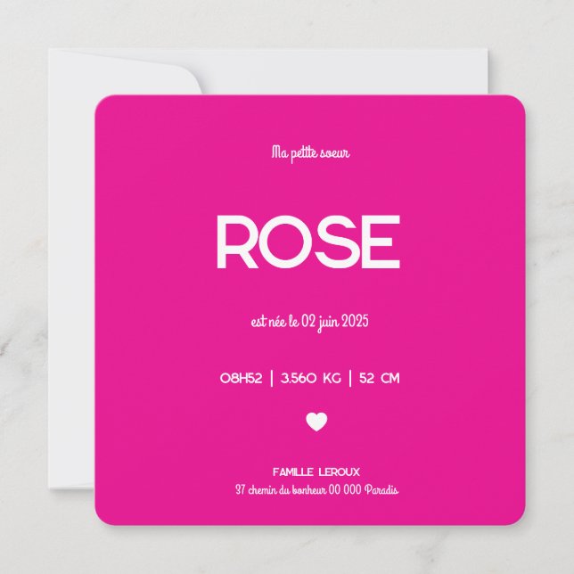 Faire part de naissance "Pink" Julkort (Framsida)