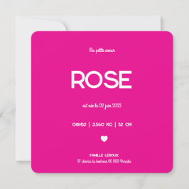 Faire part de naissance "Pink" Julkort