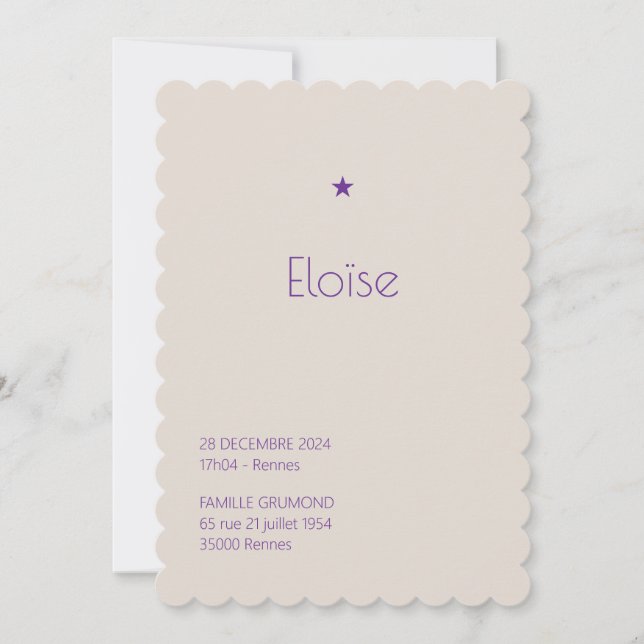 Faire-Part de naissance Poudré - Héloise Inbjudningar (Framsida)