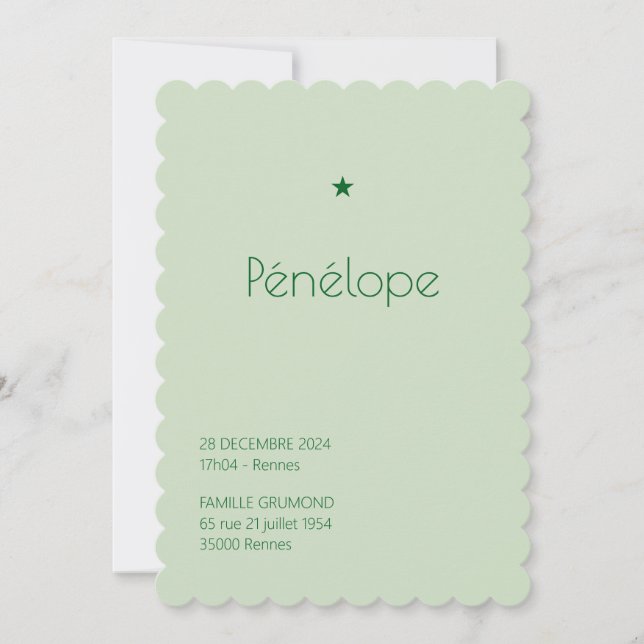 Faire-Part de naissance Poudré - Pénélope Inbjudningar (Framsida)