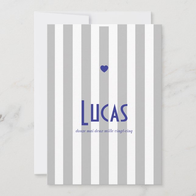 Faire part de naissance Riviera Gris Bleu Spara Datumet (Framsida)