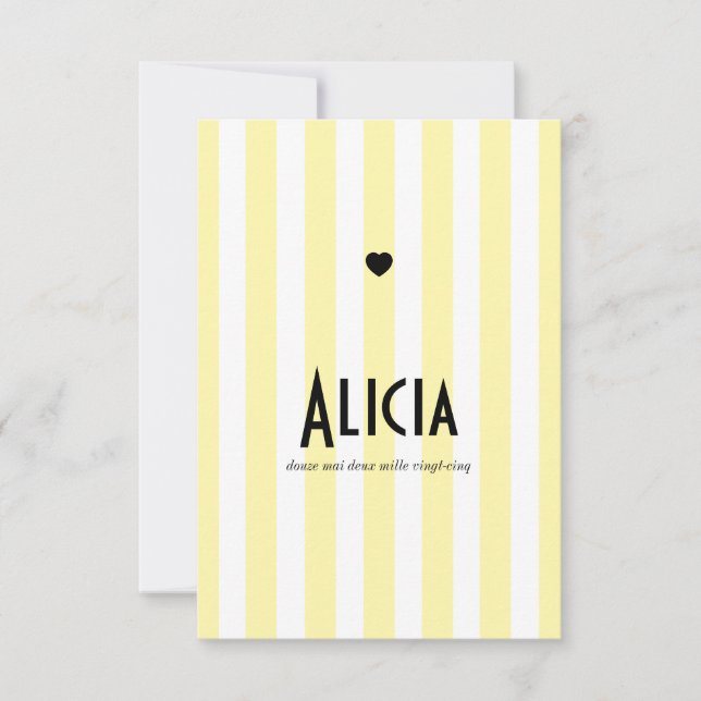 Faire part de naissance Riviera Jaune et Noir Spara Datumet (Framsida)