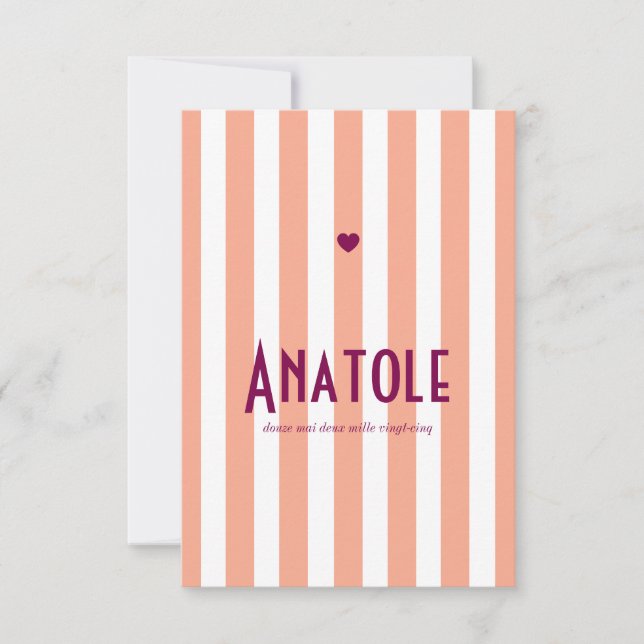 Faire part de naissance Riviera Pêche et prune Spara Datumet (Framsida)