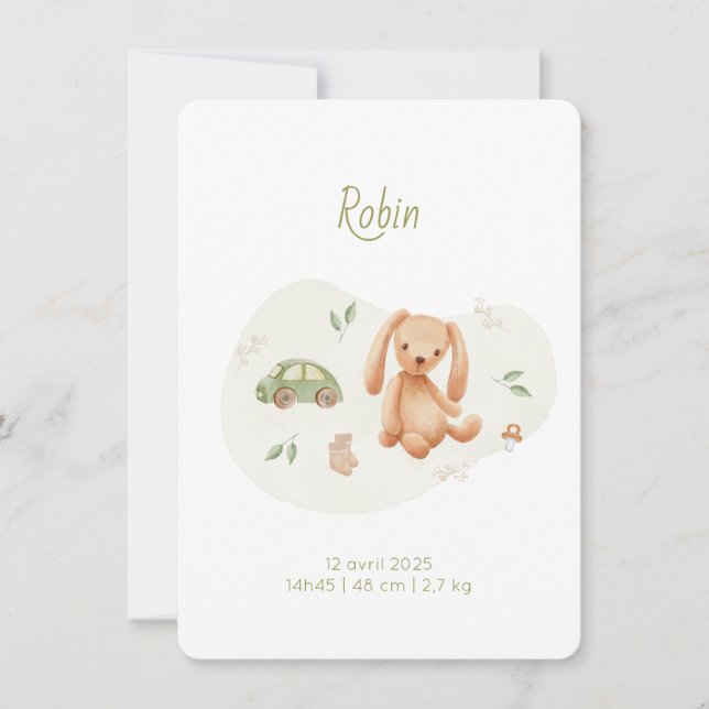 Faire-Part de naissance Robin Inbjudningar (Framsida)