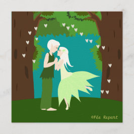 Faire-part mariage couple d'elfes cœur forêt inbjudningar