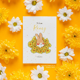 Faire-part naissance lapin fleur meddelande