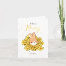 Faire-part naissance lapin photo Florals