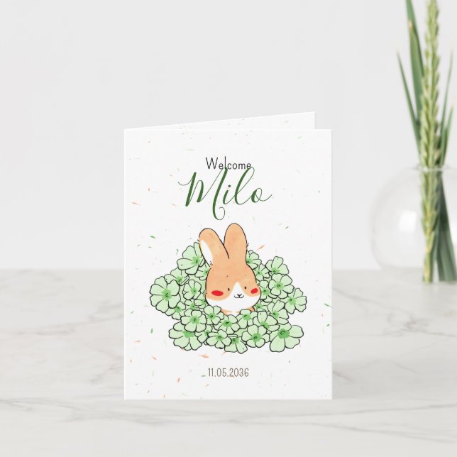 Faire-part naissance lapin photo Florals Meddelande (Framsida)