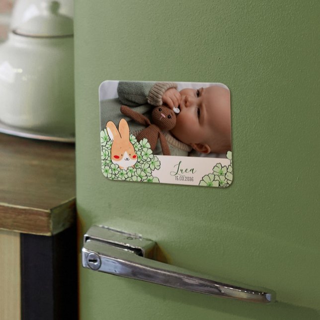 Faire-part naissance magnet Lapin et fleurs (Skapare uppladdad)