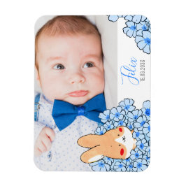 Faire-part naissance magnet Lapin et fleurs