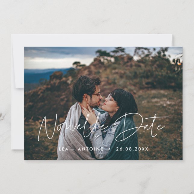 Faire-part Nouvelle date Mariage reporté Meddelande (Framsida)