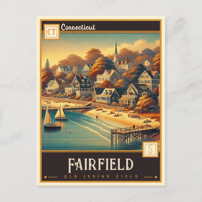 Fairfield, Connecticut | VINTAGE Vykort (Framsida)