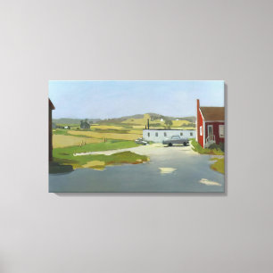 Fairfield Porter - LONG ISLAND LANDSCAPE WITH RED Canvastryck