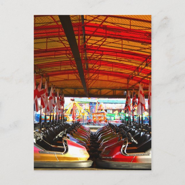 Fairground Dodgem Bumper Cars Postcard Vykort (Framsida)