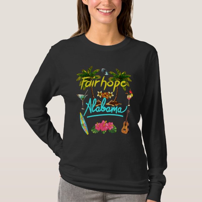 Fairhope Alabama Beach Summer Handflatan Surfa Sol T Shirt (Framsida)