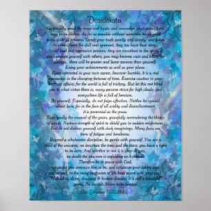 Fairie för Desiderata"önskade sak" blått bakgrund Poster