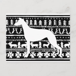 Fairisle Sighthound jul Linocut Vykort