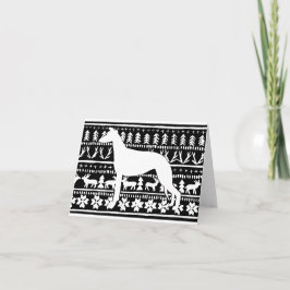 Fairisle Sighthund Jul Linocut Kort