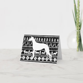 Fairisle Sighthund Jul Linocut Kort