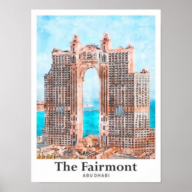 Fairmont Abu Dhabi Watercolor Sketch Poster (Framsidan)