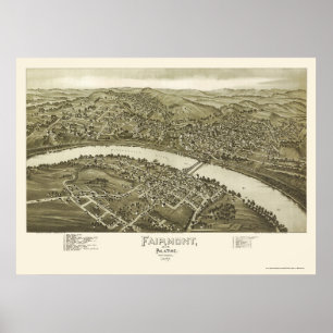 Fairmont, WV Panoramic Karta - 1897 Poster