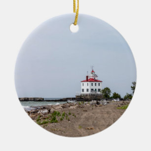 FAirport Harbor Väster Breakwater Lighthouse Julgransprydnad Keramik