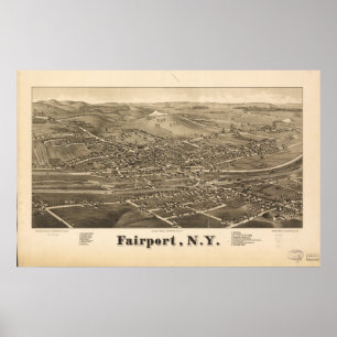 FAirport New York 1885 Antique Panoramic Karta Poster
