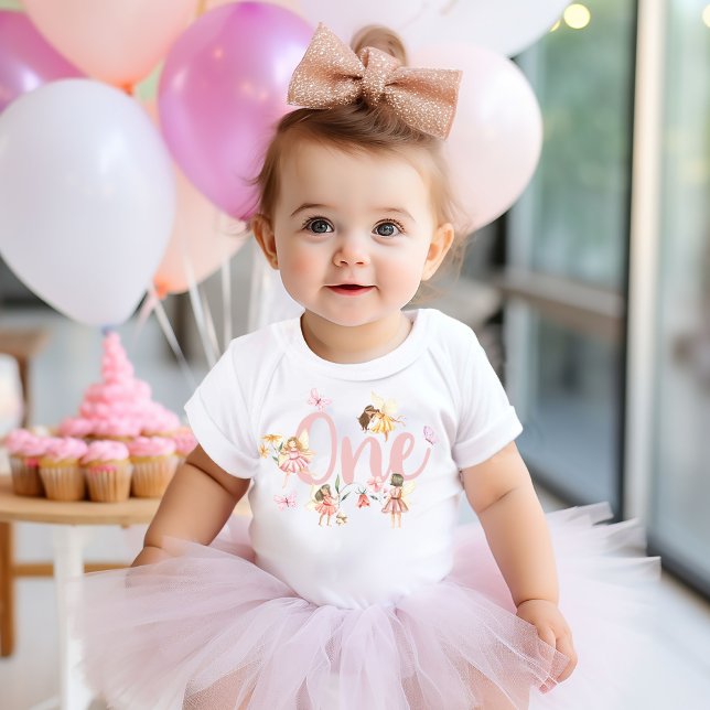Fairy 1st Birthday Bodydräkt Garden Party Vild One T Shirt (Skapare uppladdad)