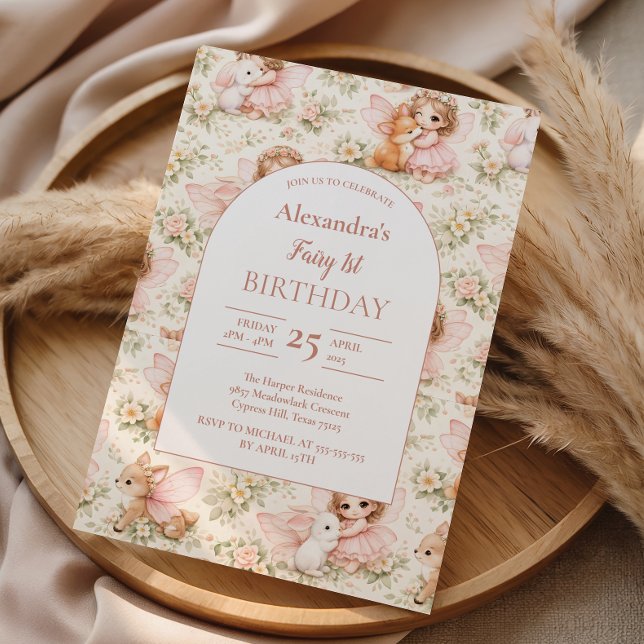 Fairy 1st Birthday Enchanted Garden Inbjudningar (Skapare uppladdad)