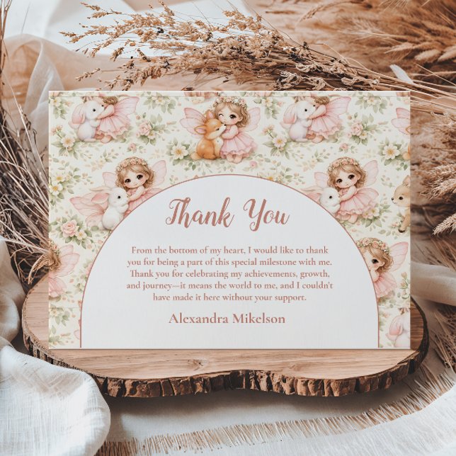 Fairy 1st Birthday Enchanted Garden Tack Kort (Skapare uppladdad)