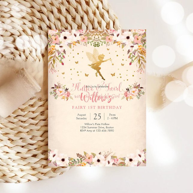 Fairy 1st Birthday Invitation Inbjudningar (Skapare uppladdad)